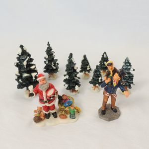 Lemax Christmas Village Figurines lot of 9 Santa Father Son Trees